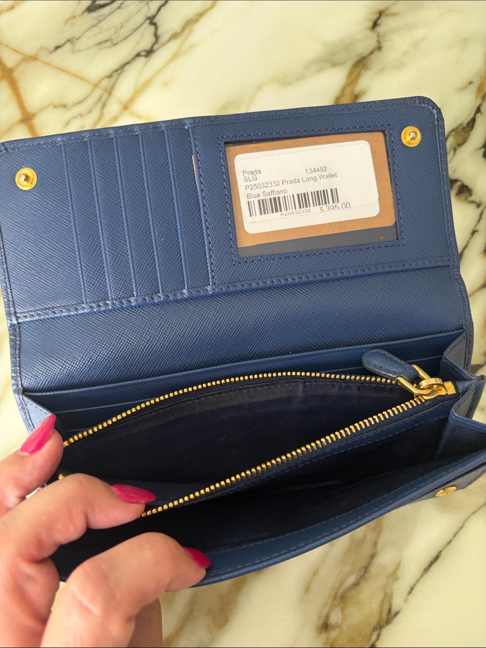 NWT PRADA Saffiano Continental Wallet Blue - Picture 7 of 7